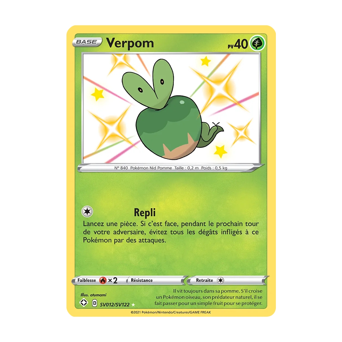 Carte Verpom - Chromatique rare de Pokémon Destinées Radieuses SV012/SV122