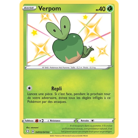 Carte Verpom - Chromatique rare de Pokémon Destinées Radieuses SV012/SV122