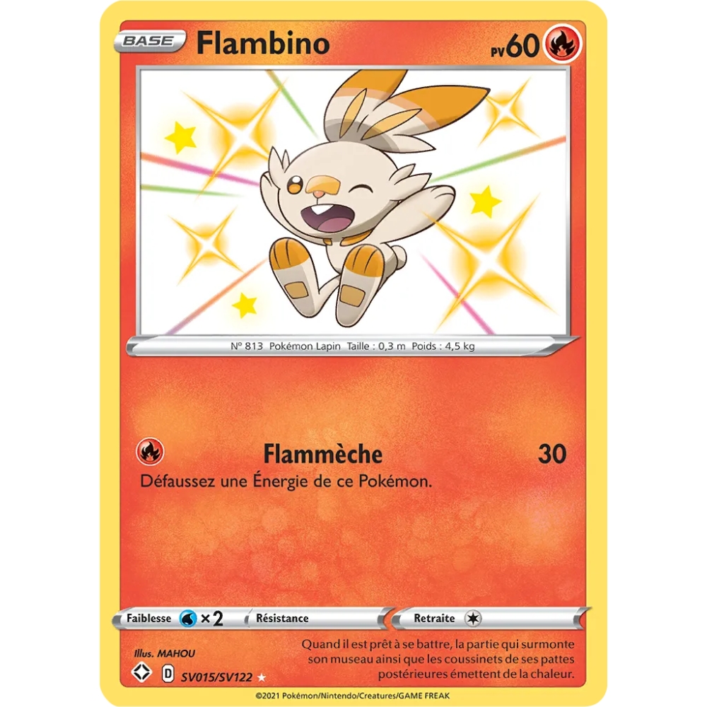 Carte Flambino - Chromatique rare de Pokémon Destinées Radieuses SV015/SV122