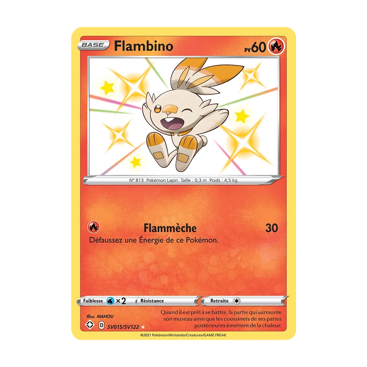 Carte Flambino - Chromatique rare de Pokémon Destinées Radieuses SV015/SV122