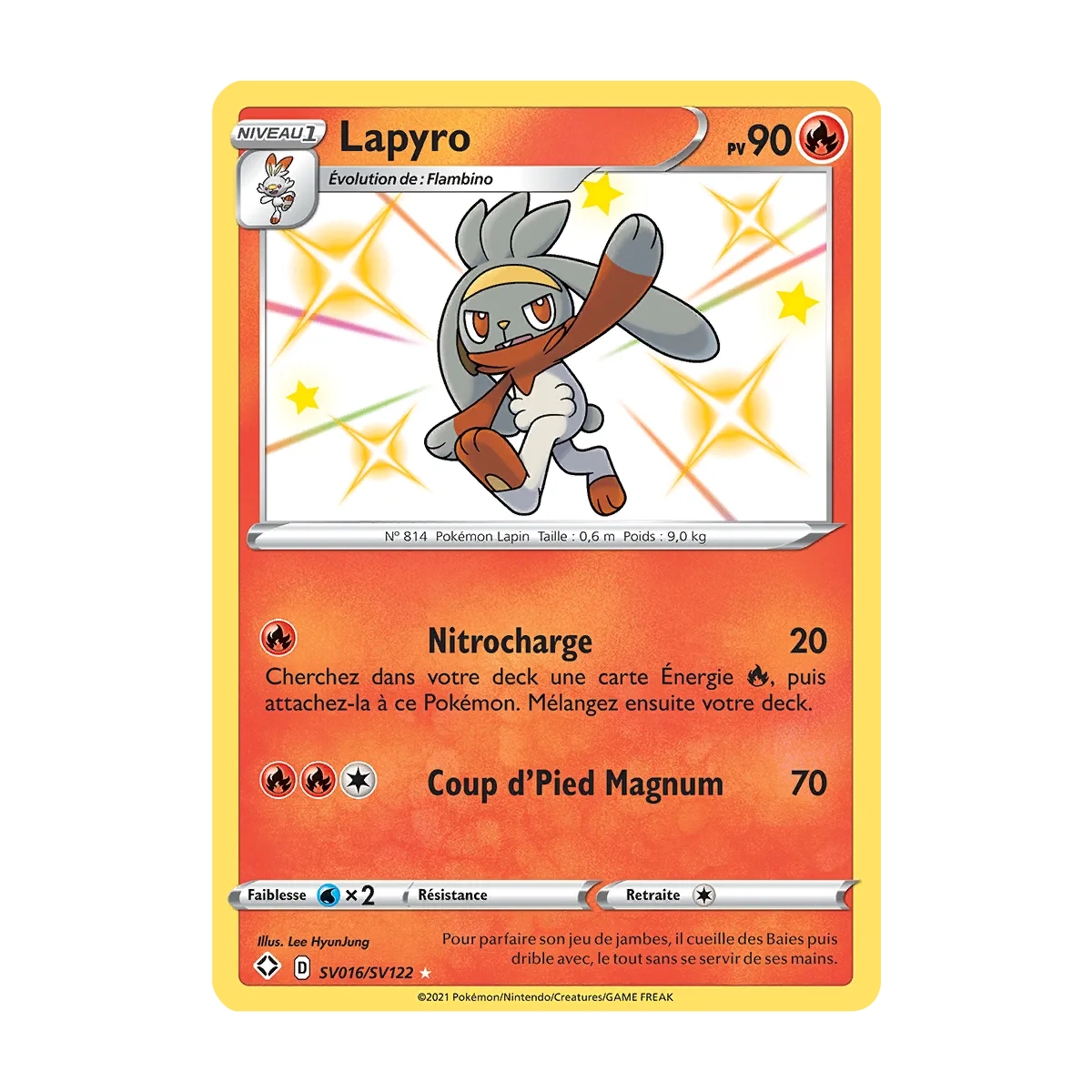 Carte Lapyro - Chromatique rare de Pokémon Destinées Radieuses SV016/SV122