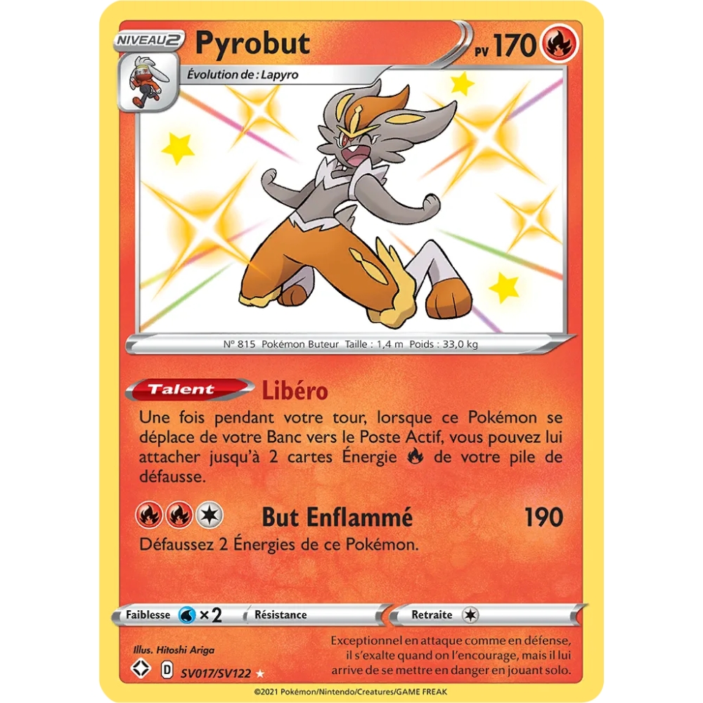 Carte Pyrobut - Chromatique rare de Pokémon Destinées Radieuses SV017/SV122