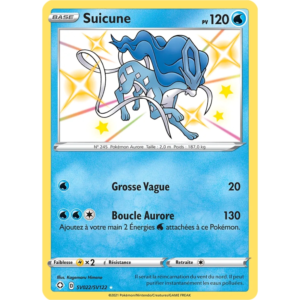 Découvrez Suicune, carte Chromatique rare de la série Destinées Radieuses