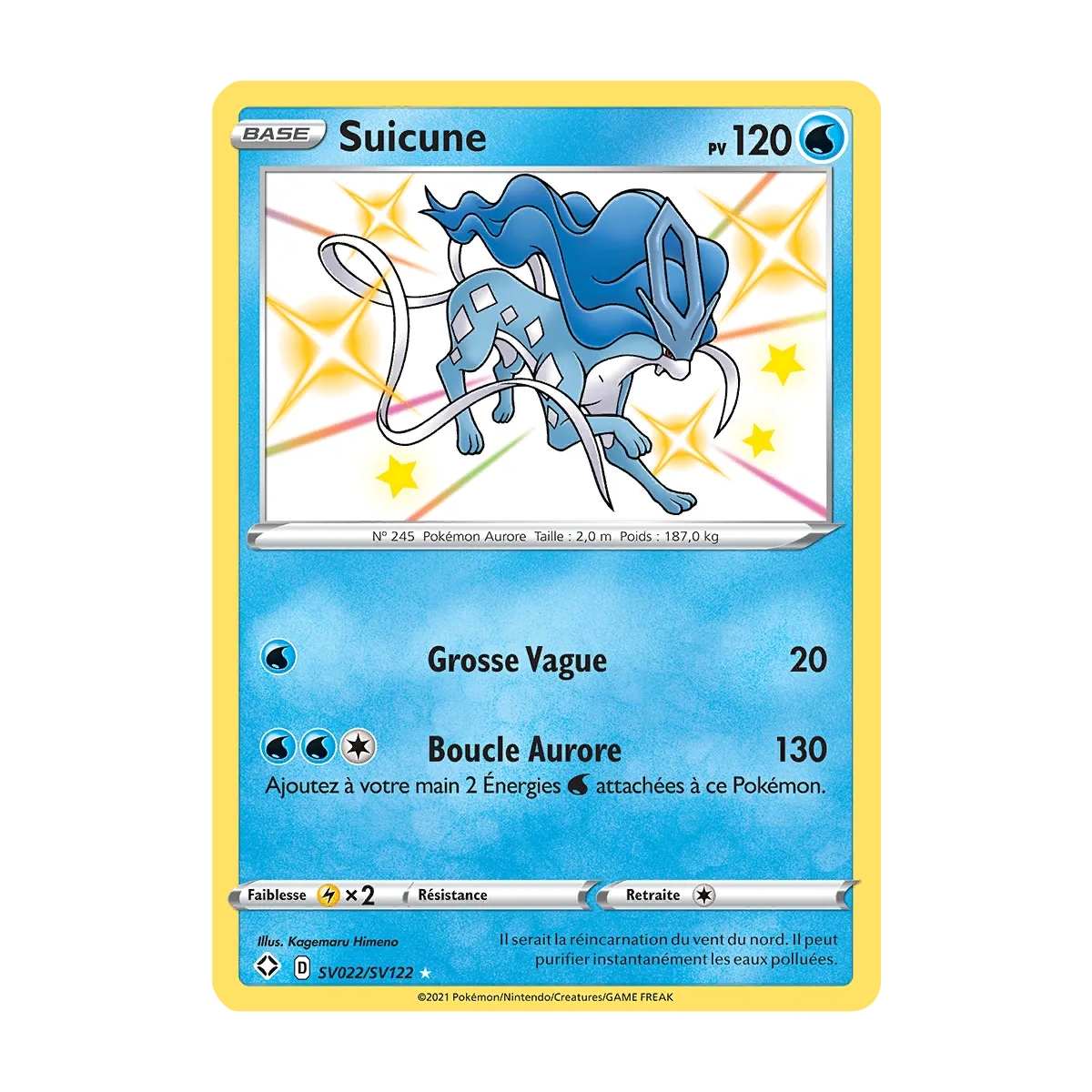 Découvrez Suicune, carte Chromatique rare de la série Destinées Radieuses