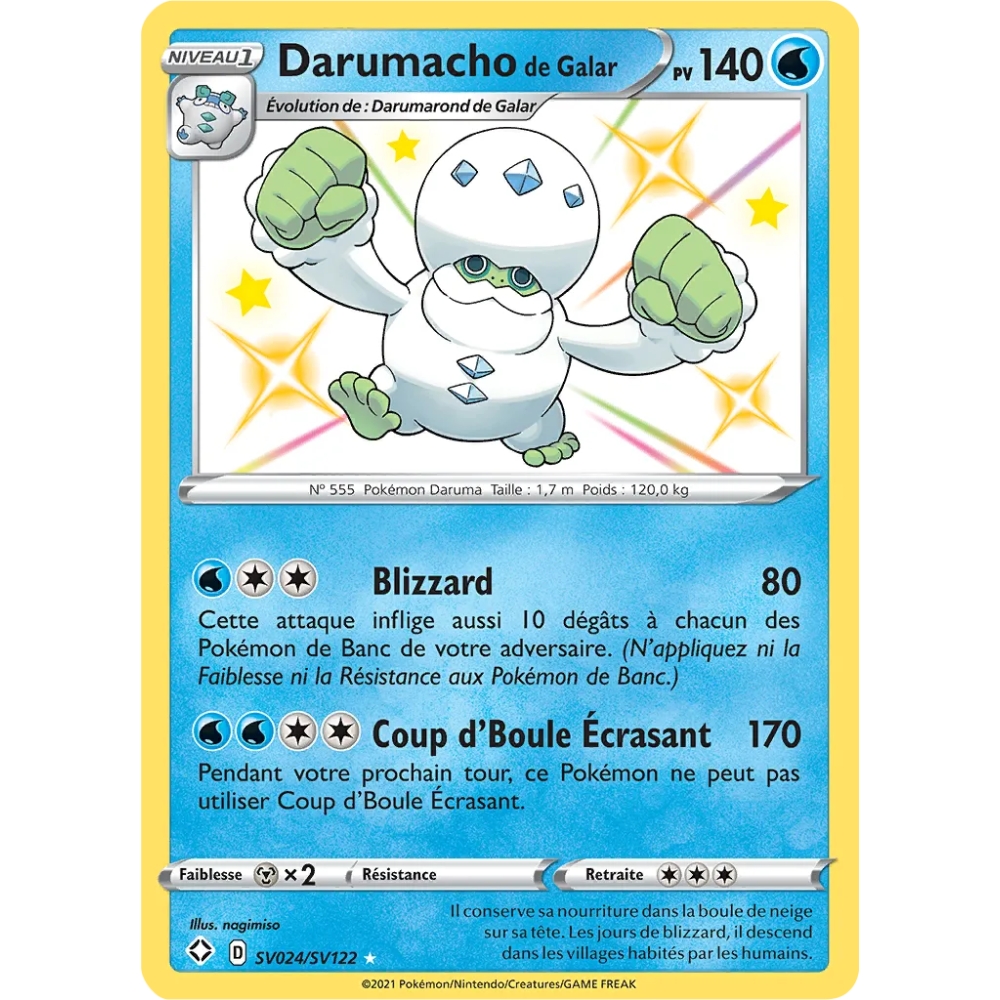 Darumacho de Galar SV024/SV122 : Joyau Chromatique rare de l'extension Pokémon Destinées Radieuses