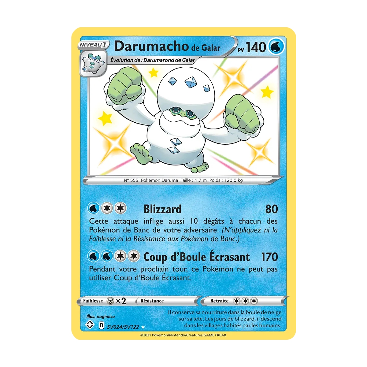 Darumacho de Galar SV024/SV122 : Joyau Chromatique rare de l'extension Pokémon Destinées Radieuses