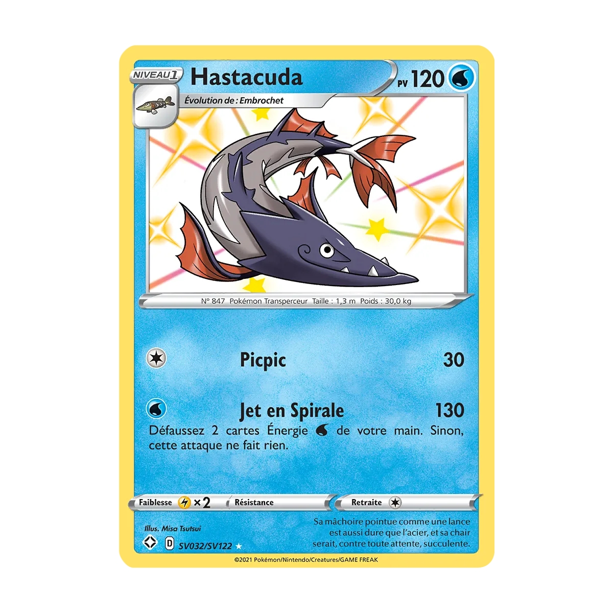 Carte Hastacuda - Chromatique rare de Pokémon Destinées Radieuses SV032/SV122