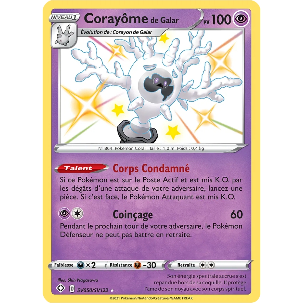 Carte Corayôme de Galar - Chromatique rare de Pokémon Destinées Radieuses SV050/SV122