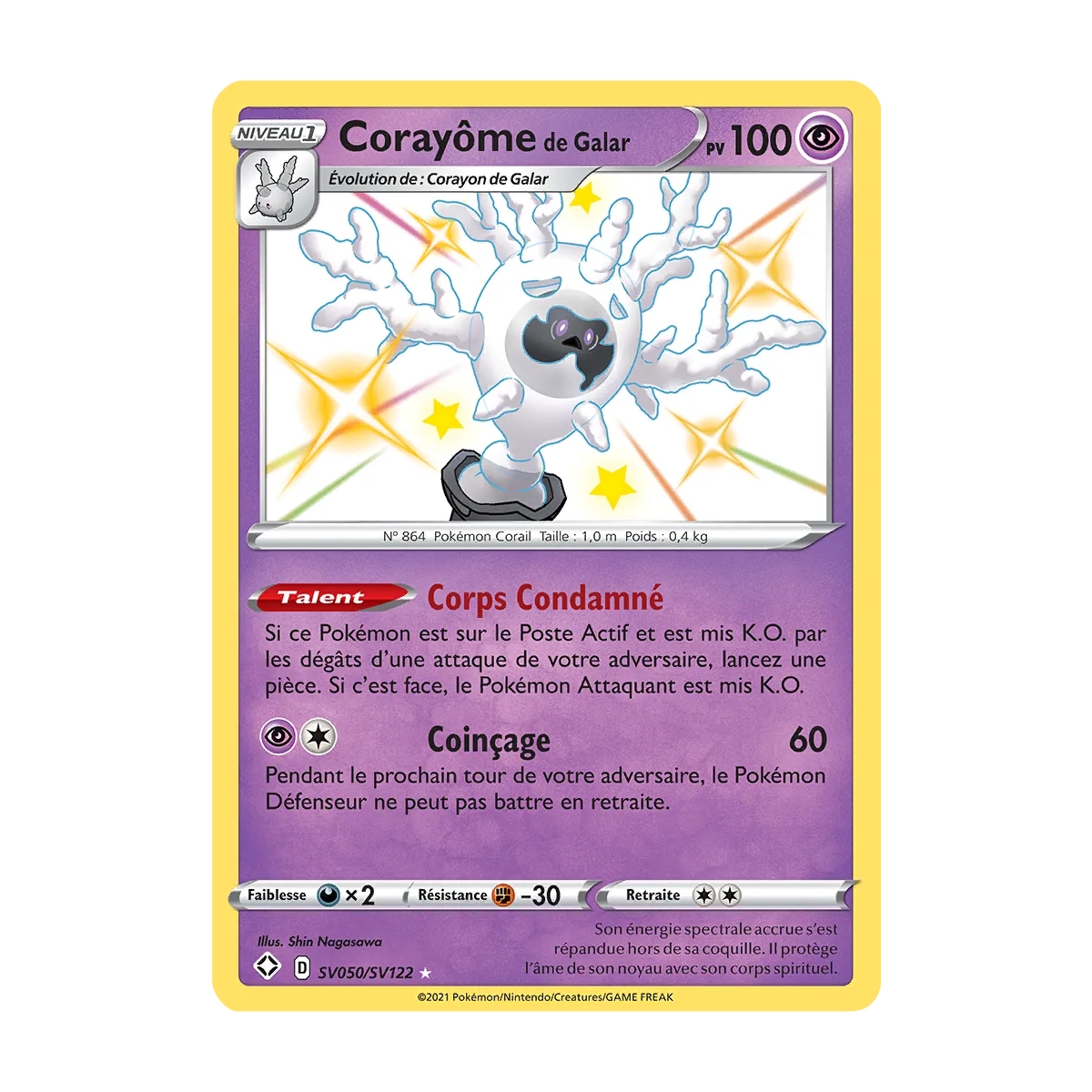 Carte Corayôme de Galar - Chromatique rare de Pokémon Destinées Radieuses SV050/SV122