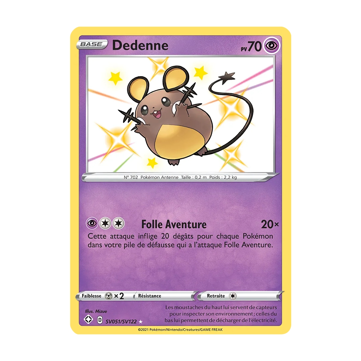 Dedenne SV051/SV122 : Joyau Chromatique rare de l'extension Pokémon Destinées Radieuses