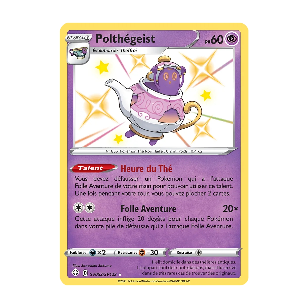 Carte Polthégeist - Chromatique rare de Pokémon Destinées Radieuses SV053/SV122