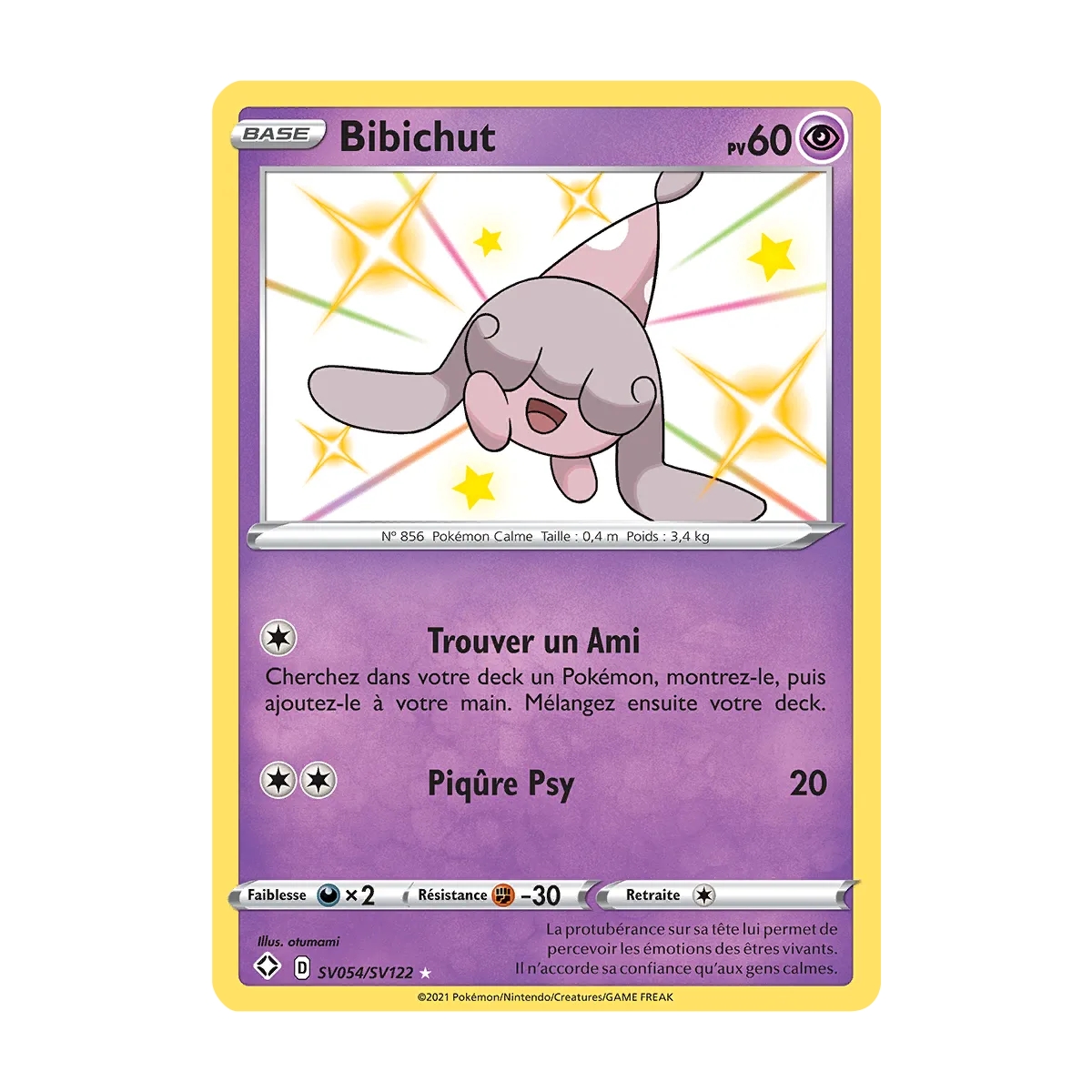 Carte Bibichut - Chromatique rare de Pokémon Destinées Radieuses SV054/SV122