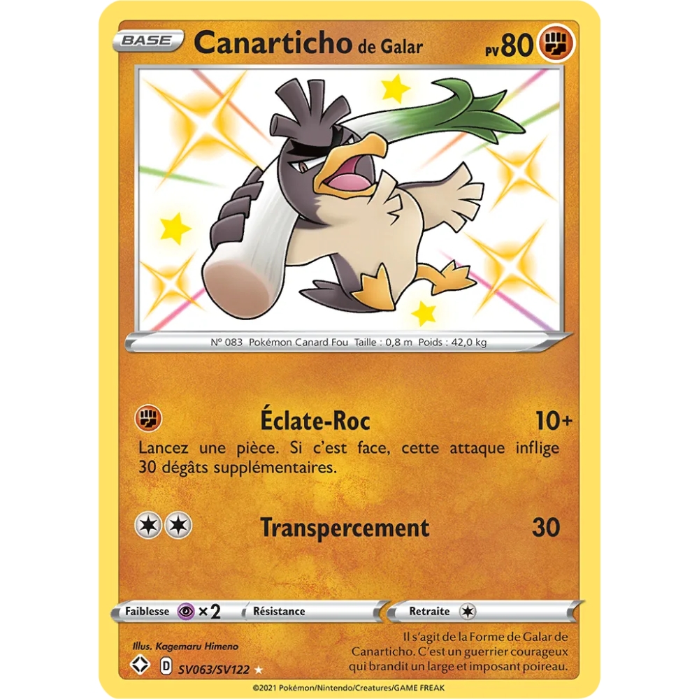 Canarticho de Galar SV063/SV122 : Joyau Chromatique rare de l'extension Pokémon Destinées Radieuses