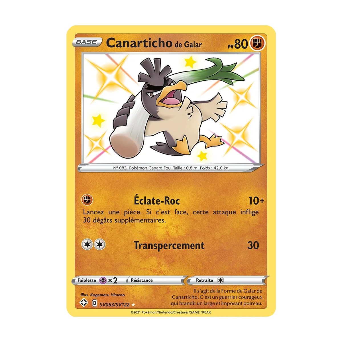 Canarticho de Galar SV063/SV122 : Joyau Chromatique rare de l'extension Pokémon Destinées Radieuses