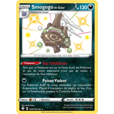 Carte Smogogo de Galar - Chromatique rare de Pokémon Destinées Radieuses SV077/SV122