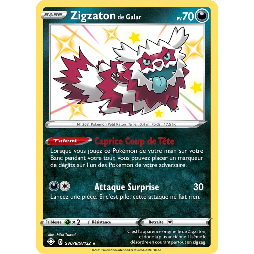 Découvrez Zigzaton de Galar, carte Chromatique rare de la série Destinées Radieuses