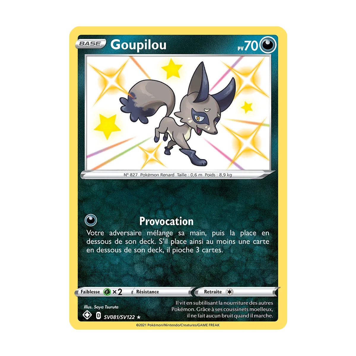 Carte Goupilou - Chromatique rare de Pokémon Destinées Radieuses SV081/SV122