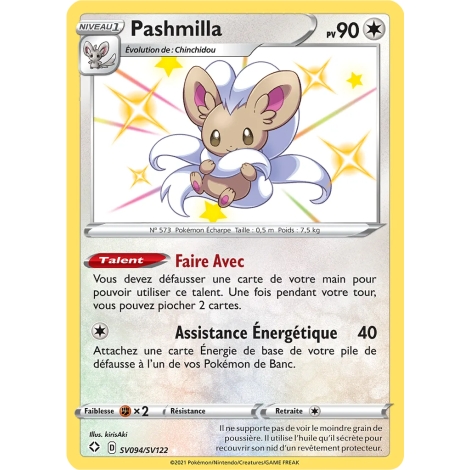 Carte Pashmilla - Chromatique rare de Pokémon Destinées Radieuses SV094/SV122