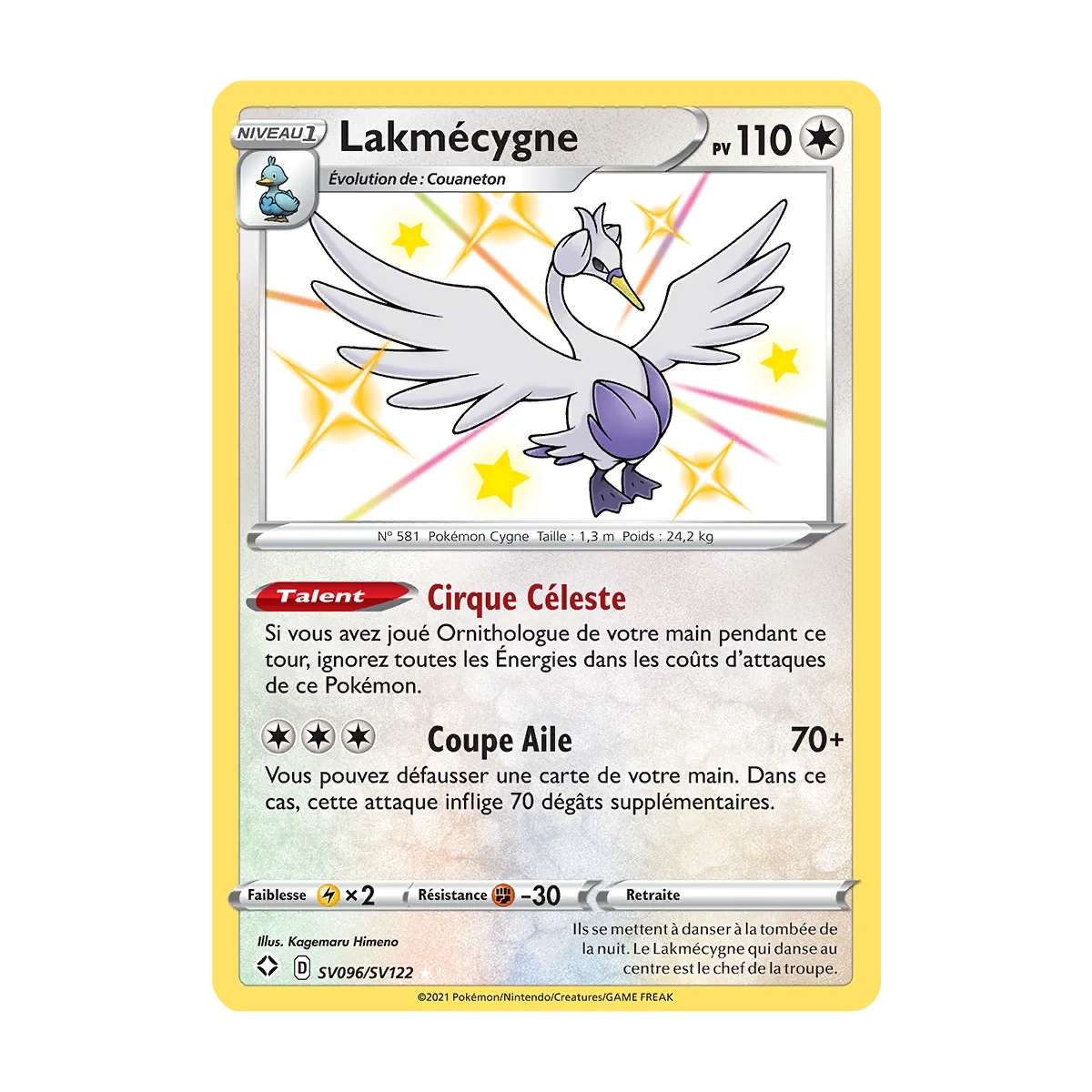 Carte Lakmécygne - Chromatique rare de Pokémon Destinées Radieuses SV096/SV122