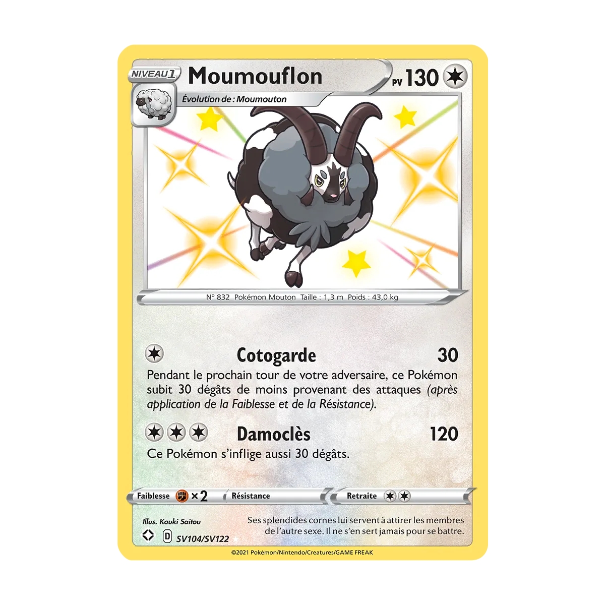 Carte Moumouflon - Chromatique rare de Pokémon Destinées Radieuses SV104/SV122