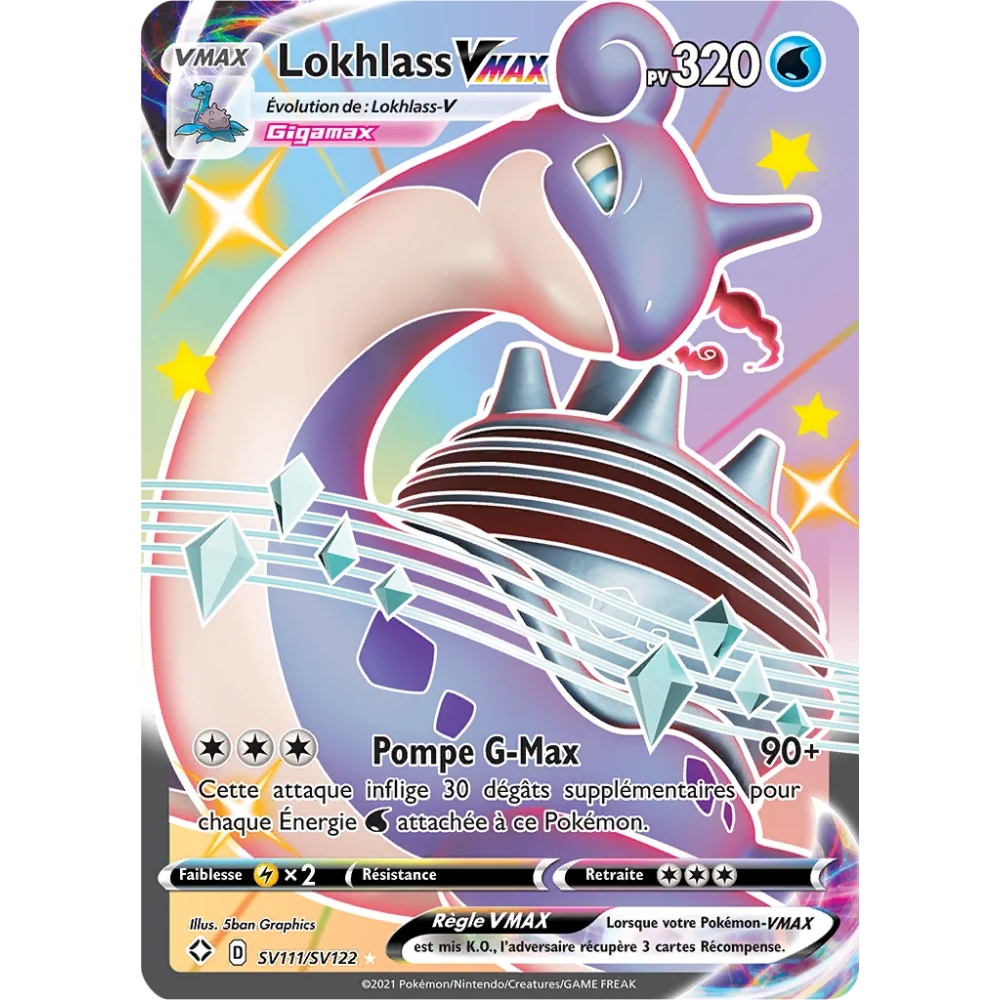 Carte Lokhlass - Chromatique rare VMAX de Pokémon Destinées Radieuses SV111/SV122