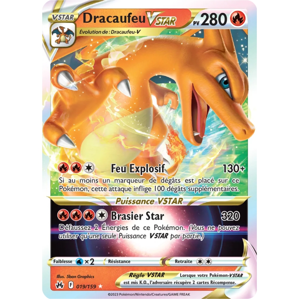 Dracaufeu - Holographique rare STAR de Pokémon Zénith Suprême 019/159