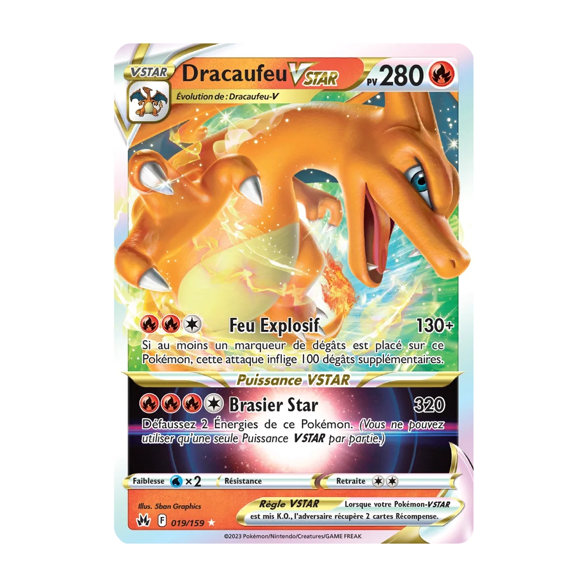 Dracaufeu - Holographique rare STAR de Pokémon Zénith Suprême 019/159