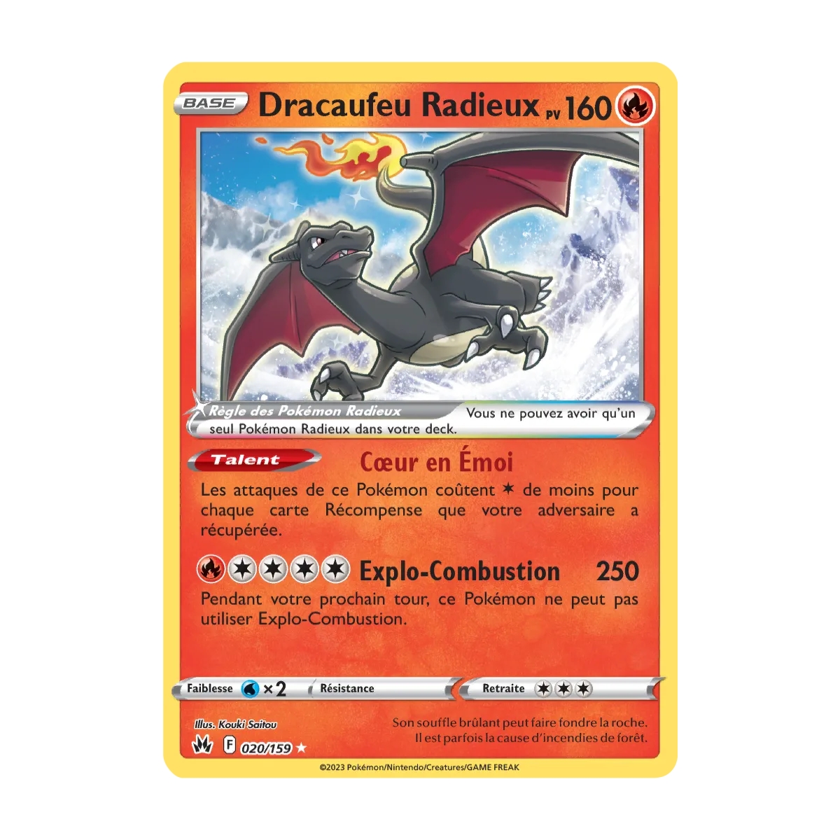 Dracaufeu Radieux 020/159 : Joyau Radieux rare Pokémon Zénith Suprême