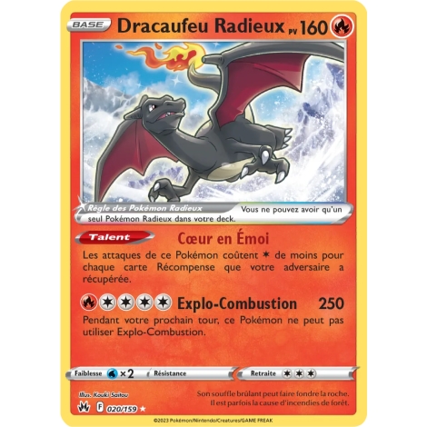 Dracaufeu Radieux 020/159 : Joyau Radieux rare Pokémon Zénith Suprême