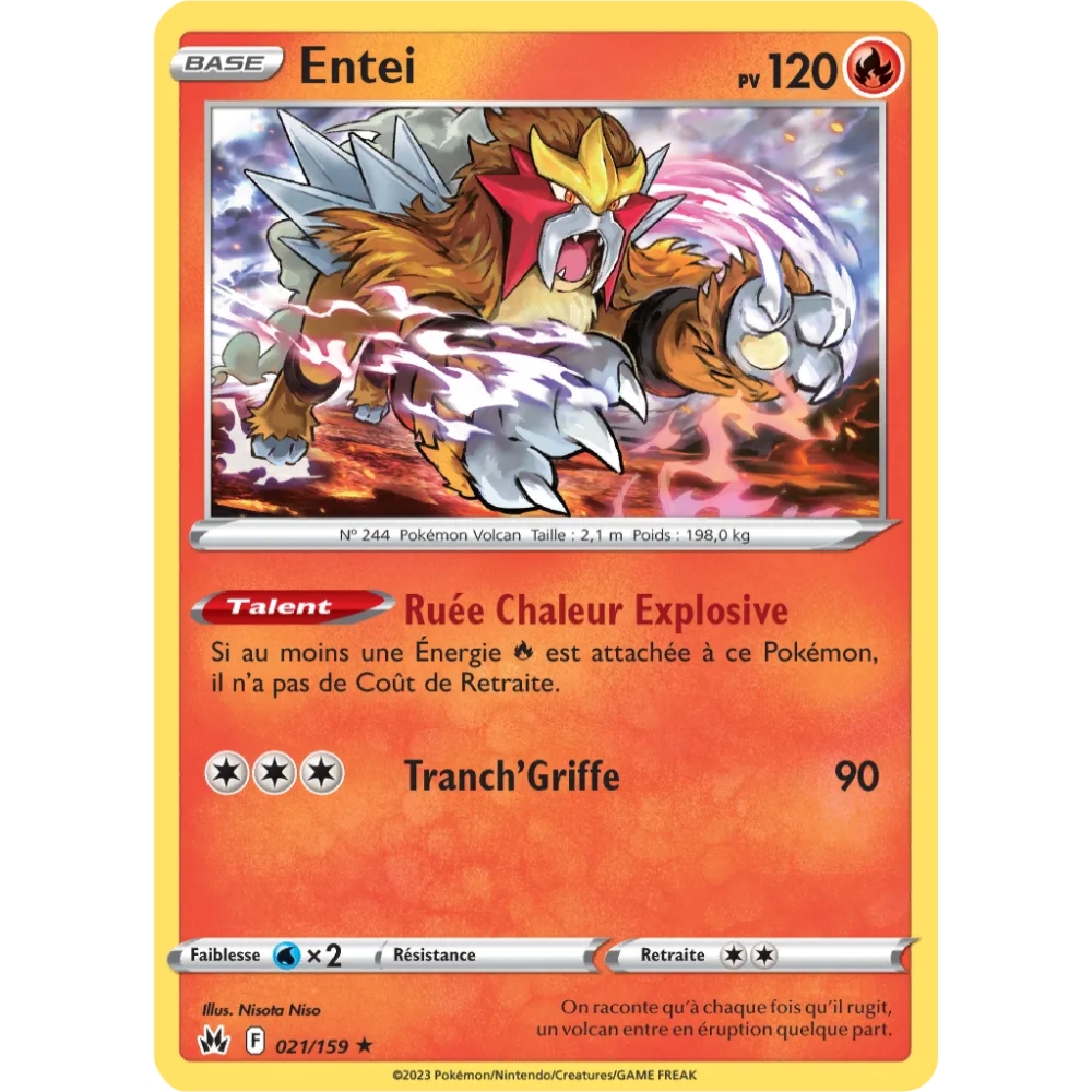 Entei 021/159  rare de l'extension Pokémon Zénith Suprême