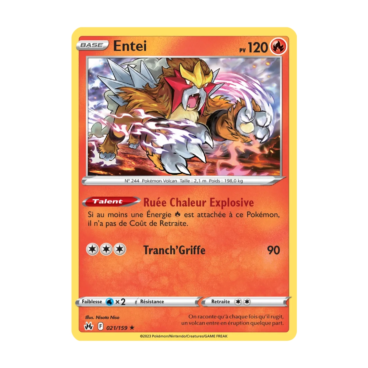 Entei 021/159  rare de l'extension Pokémon Zénith Suprême