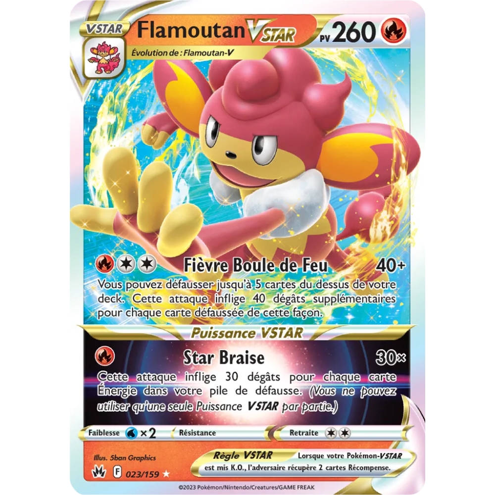 Carte Flamoutan - Holographique rare STAR de Pokémon Zénith Suprême 023/159