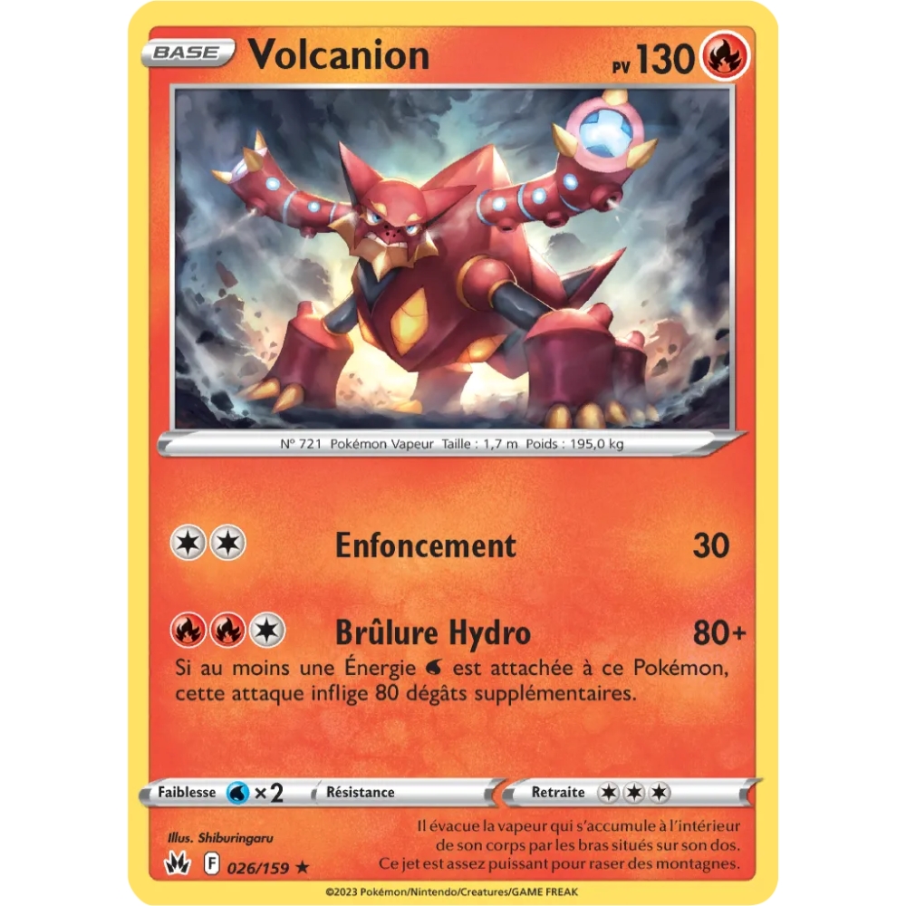 Carte Volcanion - Holographique rare de Pokémon Zénith Suprême 026/159