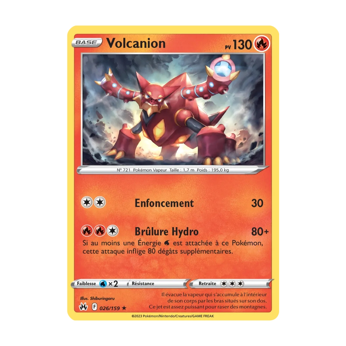 Carte Volcanion - Holographique rare de Pokémon Zénith Suprême 026/159