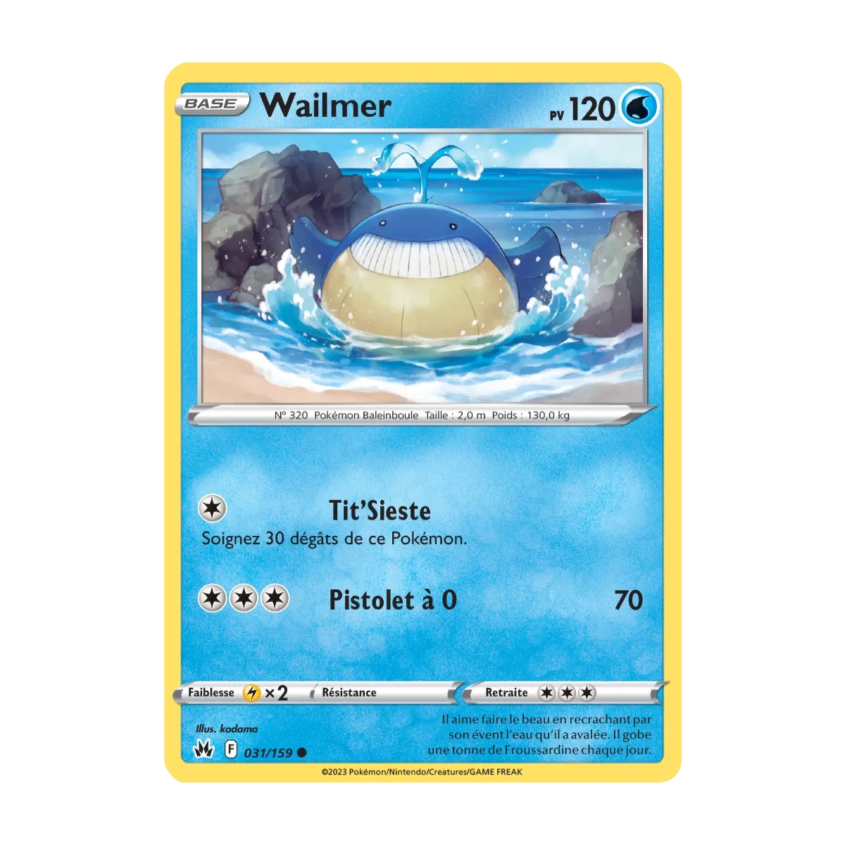 Carte Wailmer - Commune (Brillante) de Pokémon Zénith Suprême 031/159