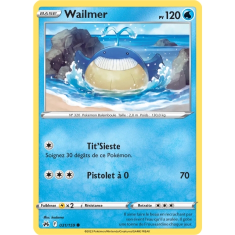 Carte Wailmer - Commune (Brillante) de Pokémon Zénith Suprême 031/159