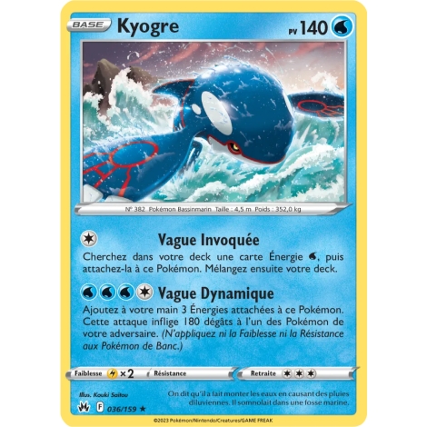 Découvrez Kyogre, carte Holographique rare de la série Zénith Suprême