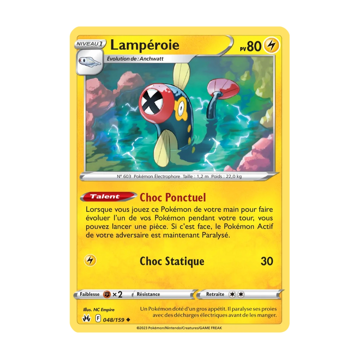 Carte Lampéroie - Peu commune (Brillante) de Pokémon Zénith Suprême 048/159