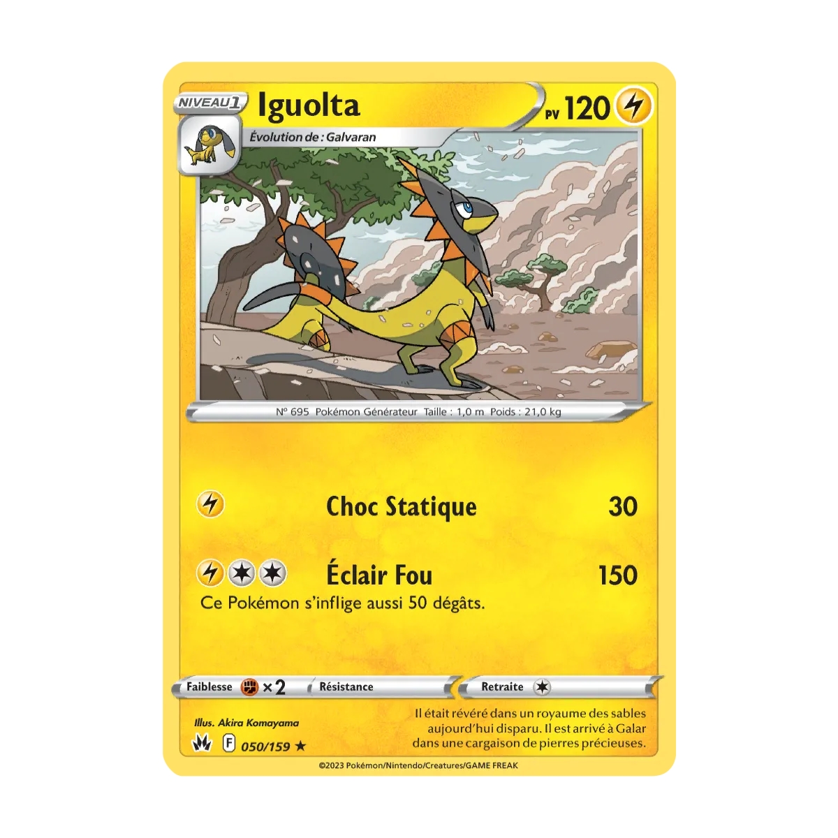 Carte Iguolta - Rare (Brillante) de Pokémon Zénith Suprême 050/159