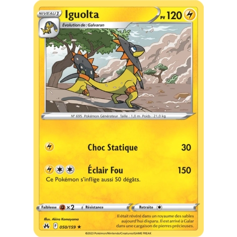 Carte Iguolta - Rare (Brillante) de Pokémon Zénith Suprême 050/159