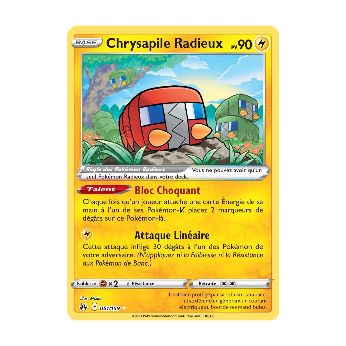 Carte Chrysapile Radieux rare de Pokémon Zénith Suprême 051/159