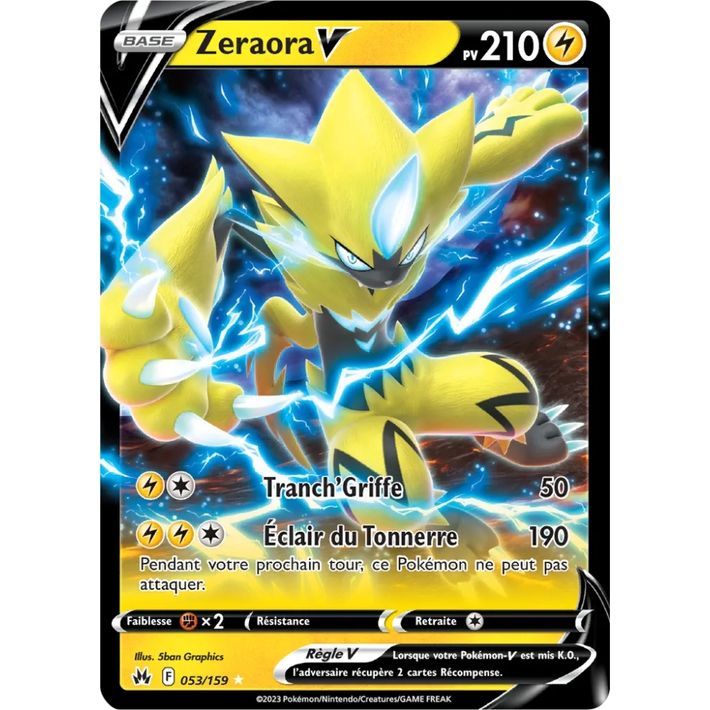 Zeraora 053/159 : Joyau Holographique rare V de l'extension Pokémon Zénith Suprême