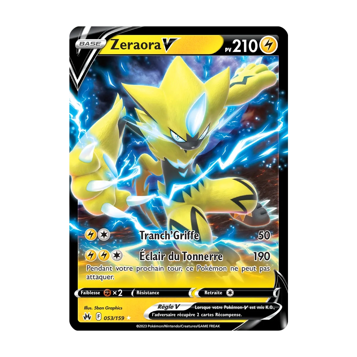 Zeraora 053/159 : Joyau Holographique rare V de l'extension Pokémon Zénith Suprême