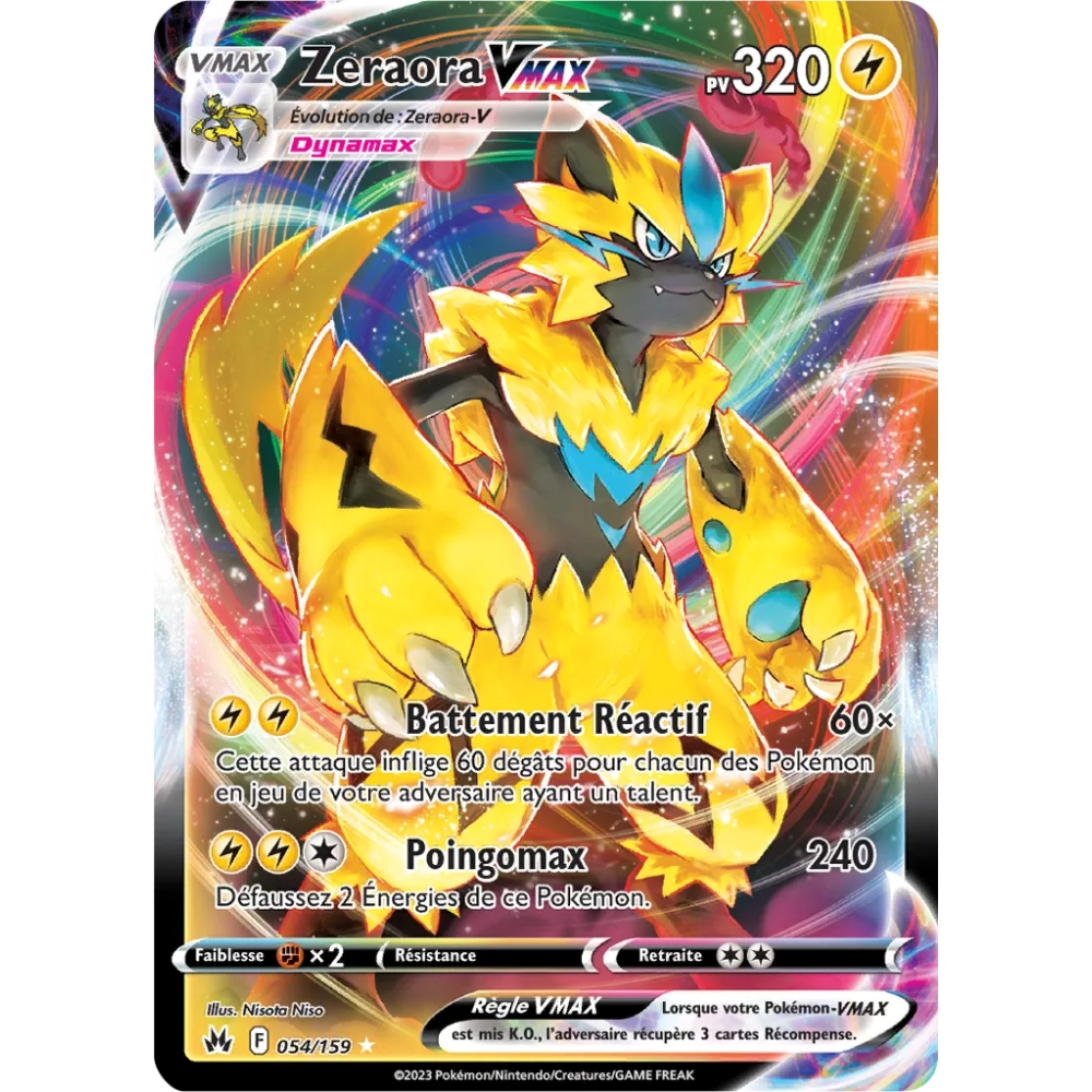 Découvrez Zeraora, carte Holographique rare VMAX de la série Zénith Suprême