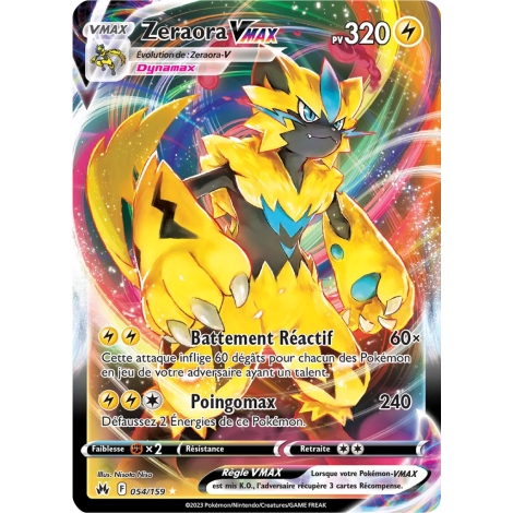 Découvrez Zeraora, carte Holographique rare VMAX de la série Zénith Suprême