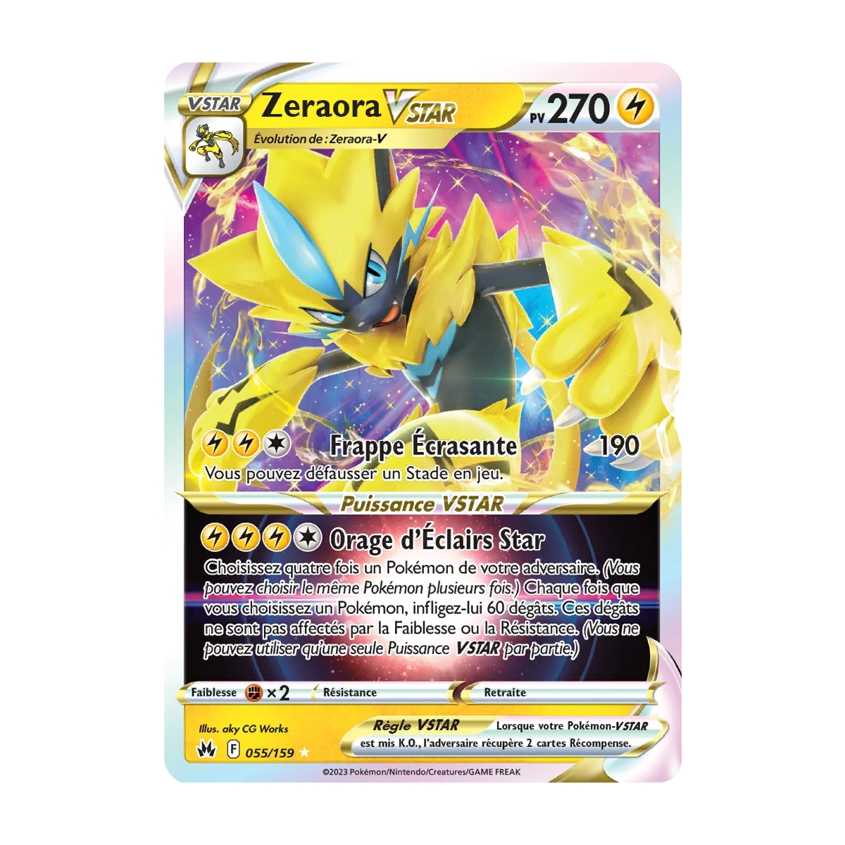 Découvrez Zeraora, carte Holographique rare STAR de la série Zénith Suprême