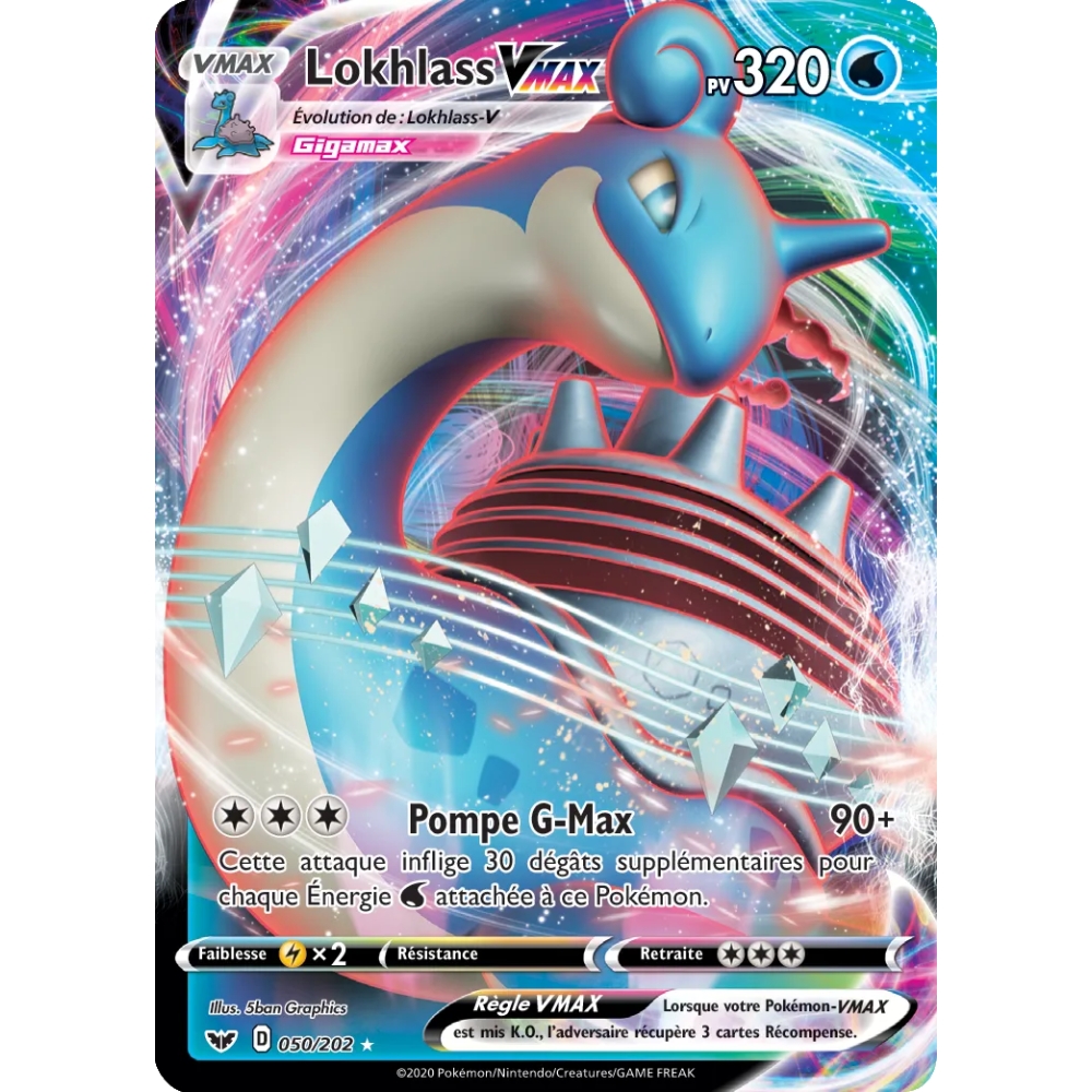 Lokhlass 050/202 : Joyau Holographique rare VMAX de l'extension Pokémon Épée et Bouclier