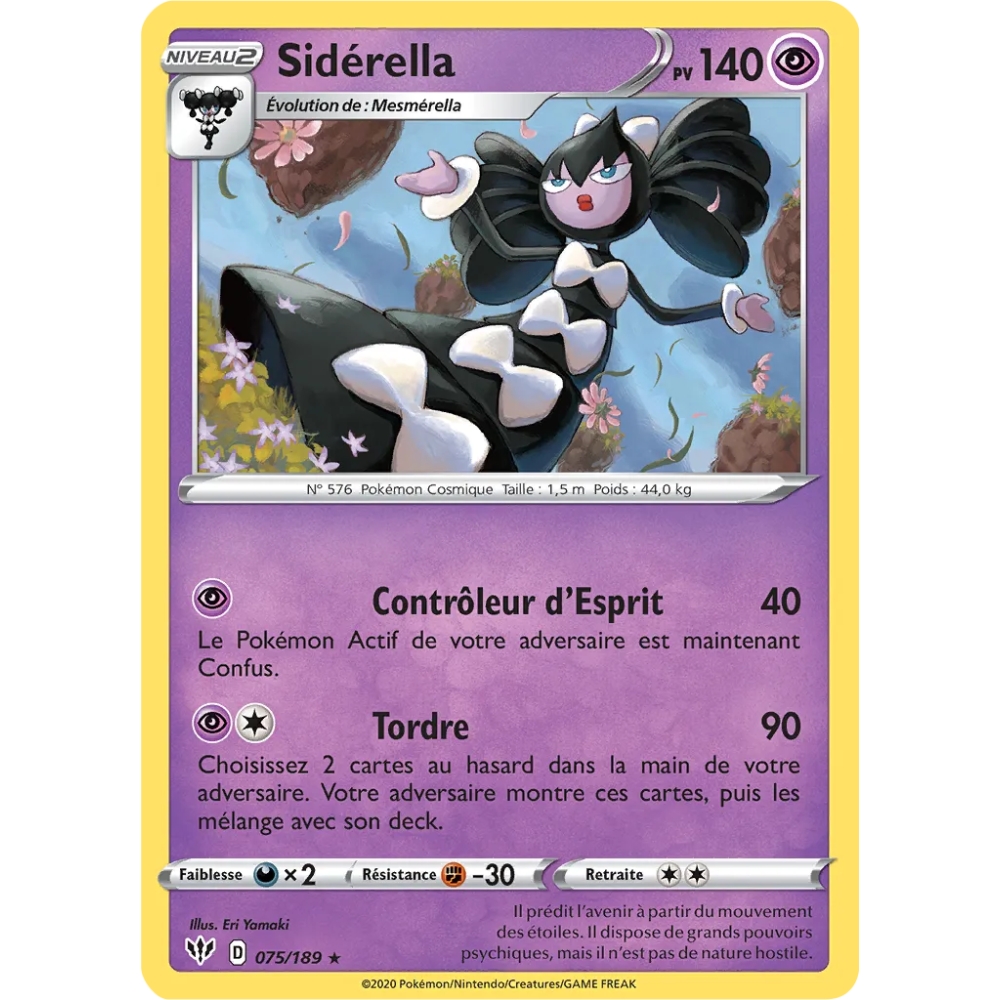 Carte Sidérella - Rare (Brillante) de Pokémon Épée et Bouclier Ténèbres Embrasées 075/189