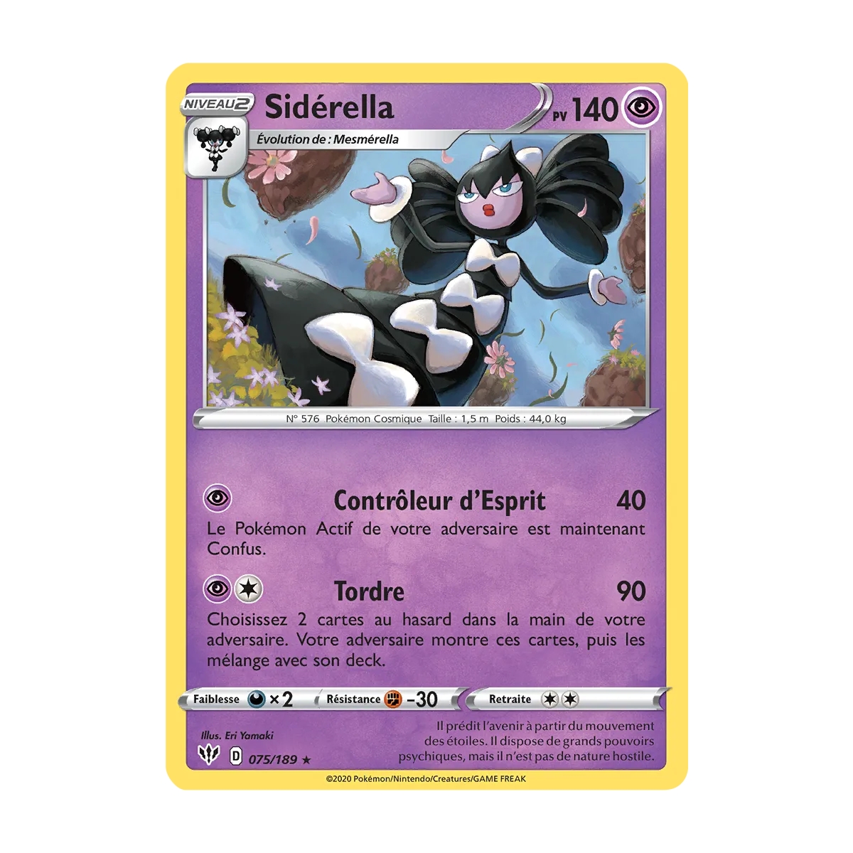 Carte Sidérella - Rare (Brillante) de Pokémon Épée et Bouclier Ténèbres Embrasées 075/189