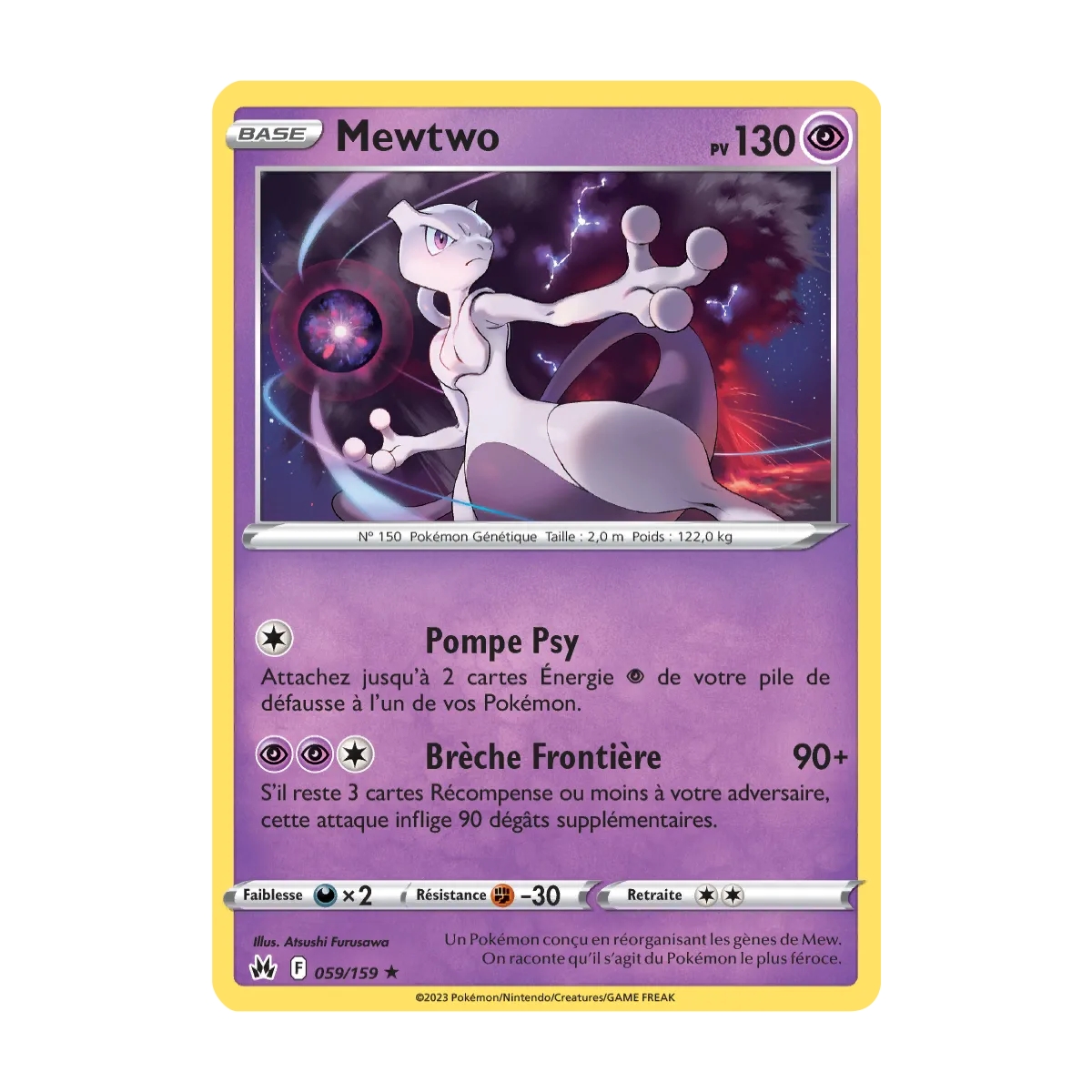 Découvrez Mewtwo, carte Holographique rare de la série Zénith Suprême